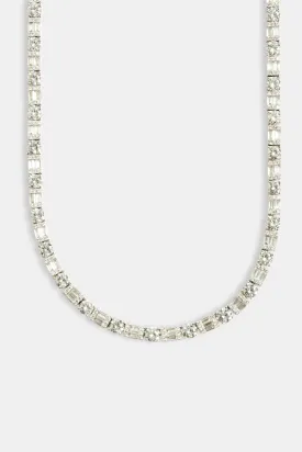 7mm Iced CZ Round & Rectangle Mix Tennis Chain