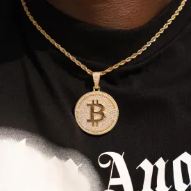 Iced Bitcoin Pendant - Gold