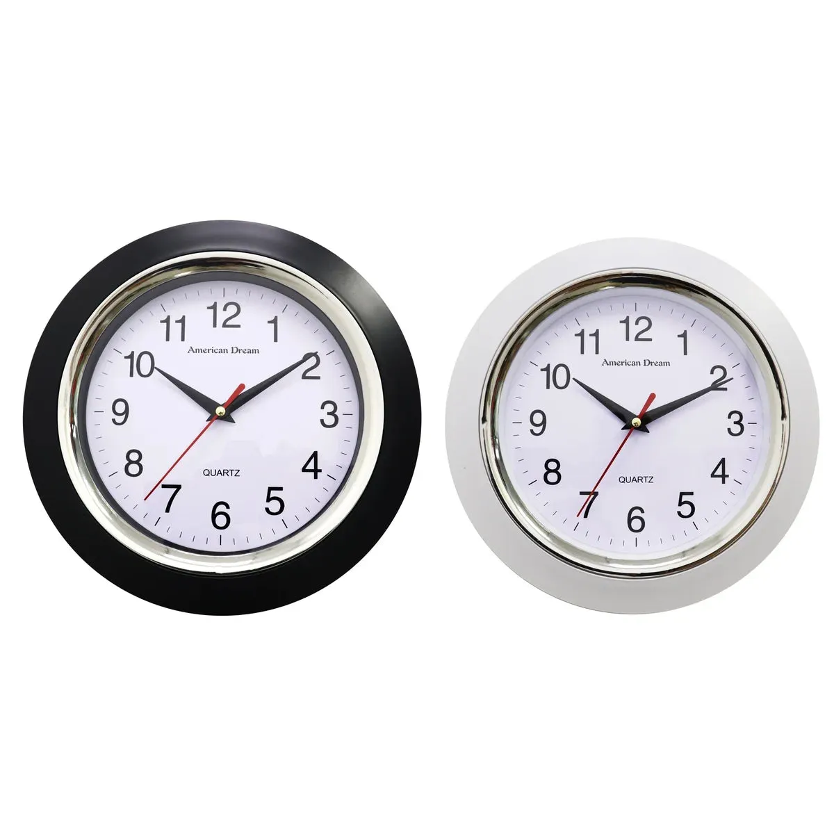 10" No-Ticking Wall Clock, Assorted Colors