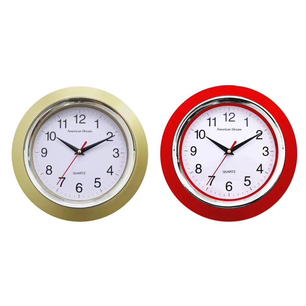 10" No-Ticking Wall Clock, Assorted Colors