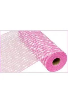 10" Snowball Deco Mesh Ribbon: Pink & White (10 Yards)