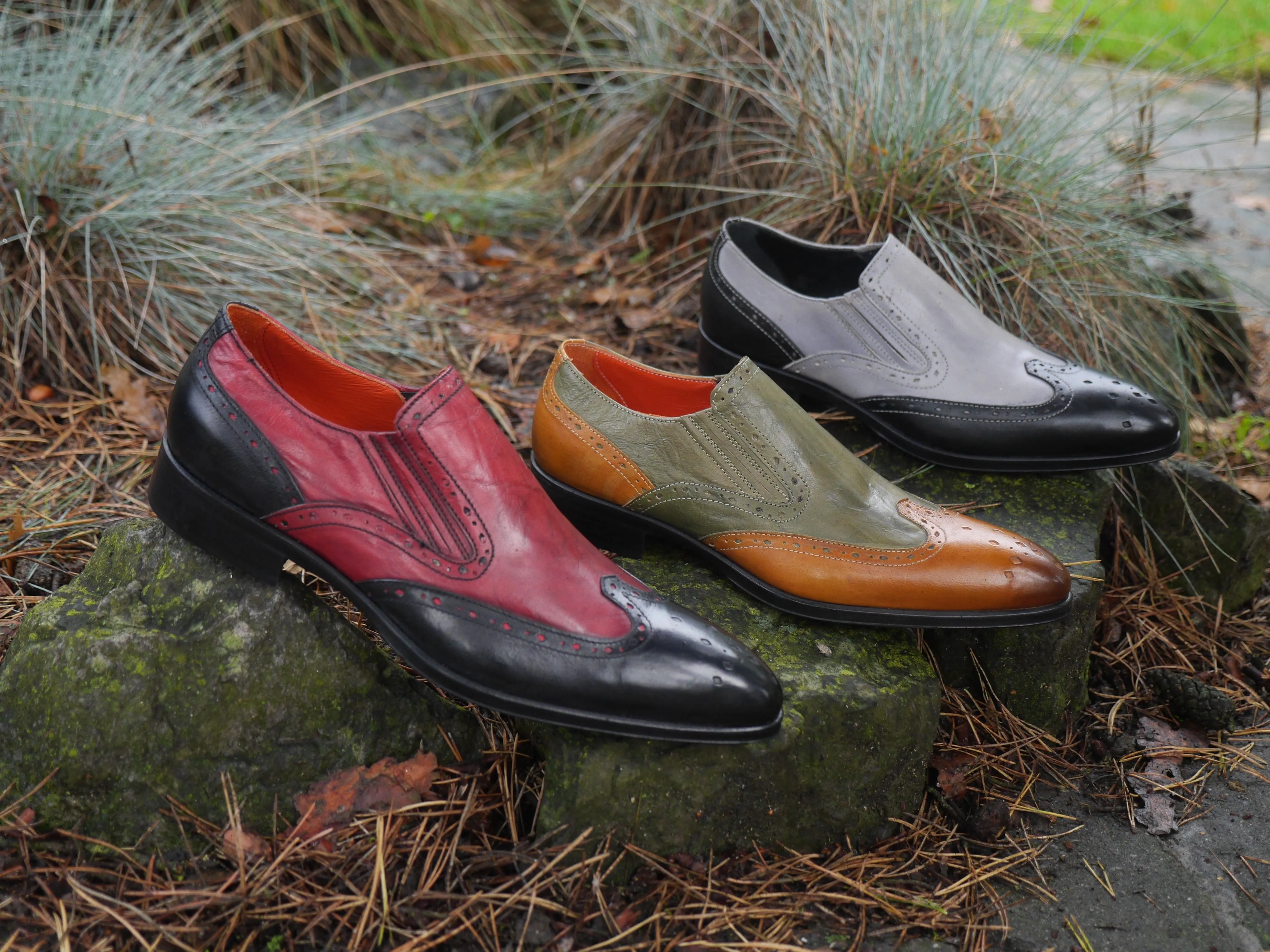 1350 - Tan And Green Slip On Brogue