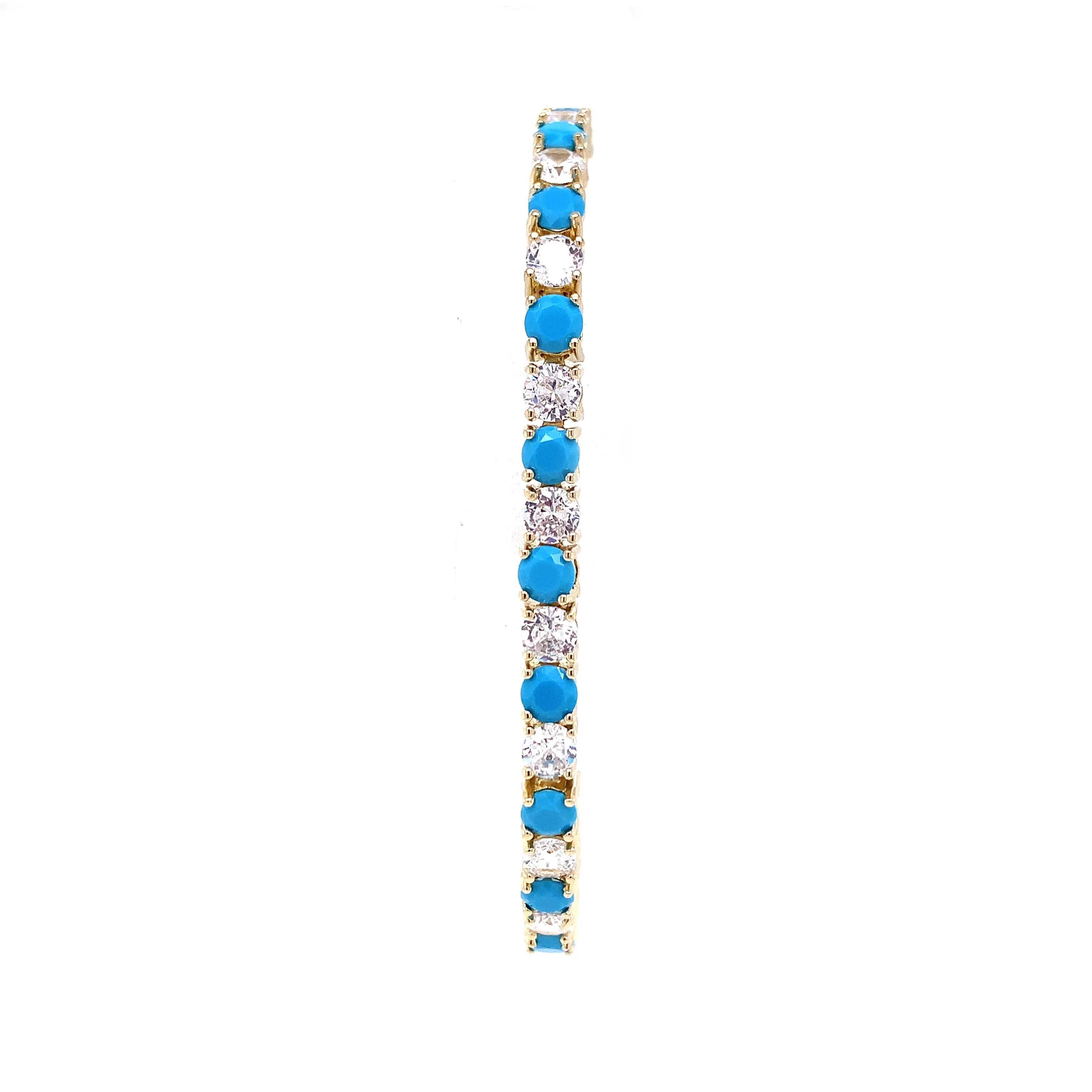 14K Gold Plated Turquoise and CZ Tennis Bracelet