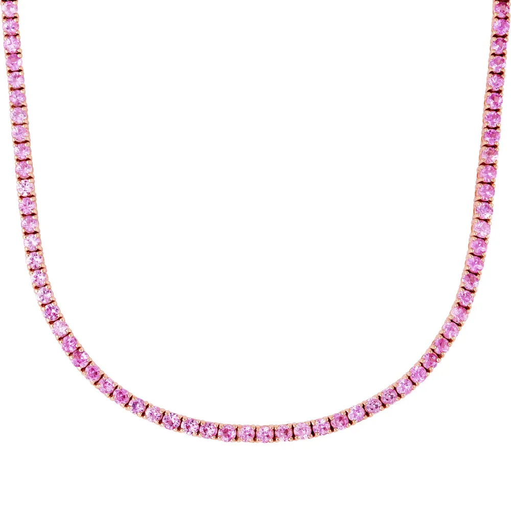 14k Pink Sapphire Tennis Choker