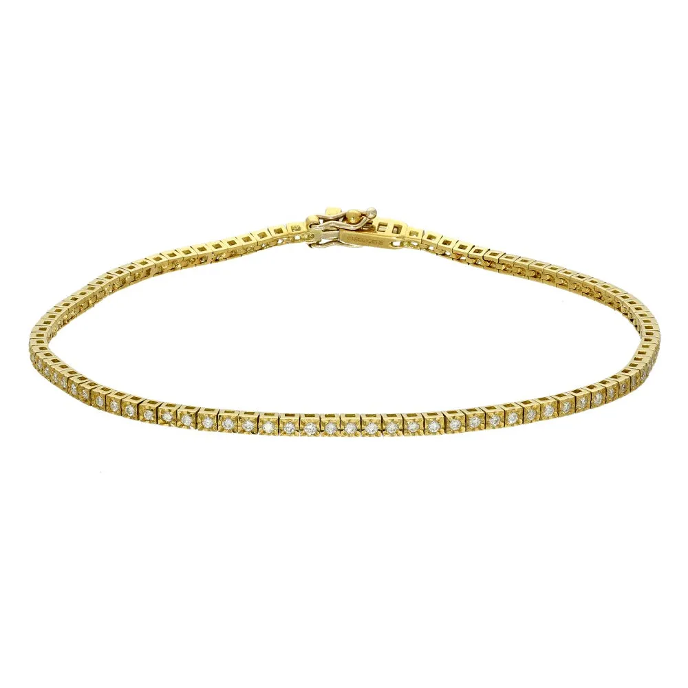 18ct Yellow Gold Diamond Tennis Bracelet - 0.50ct