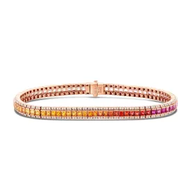 18K Gold 15.4ct Diamond and Sapphire Rainbow Tennis Bracelet