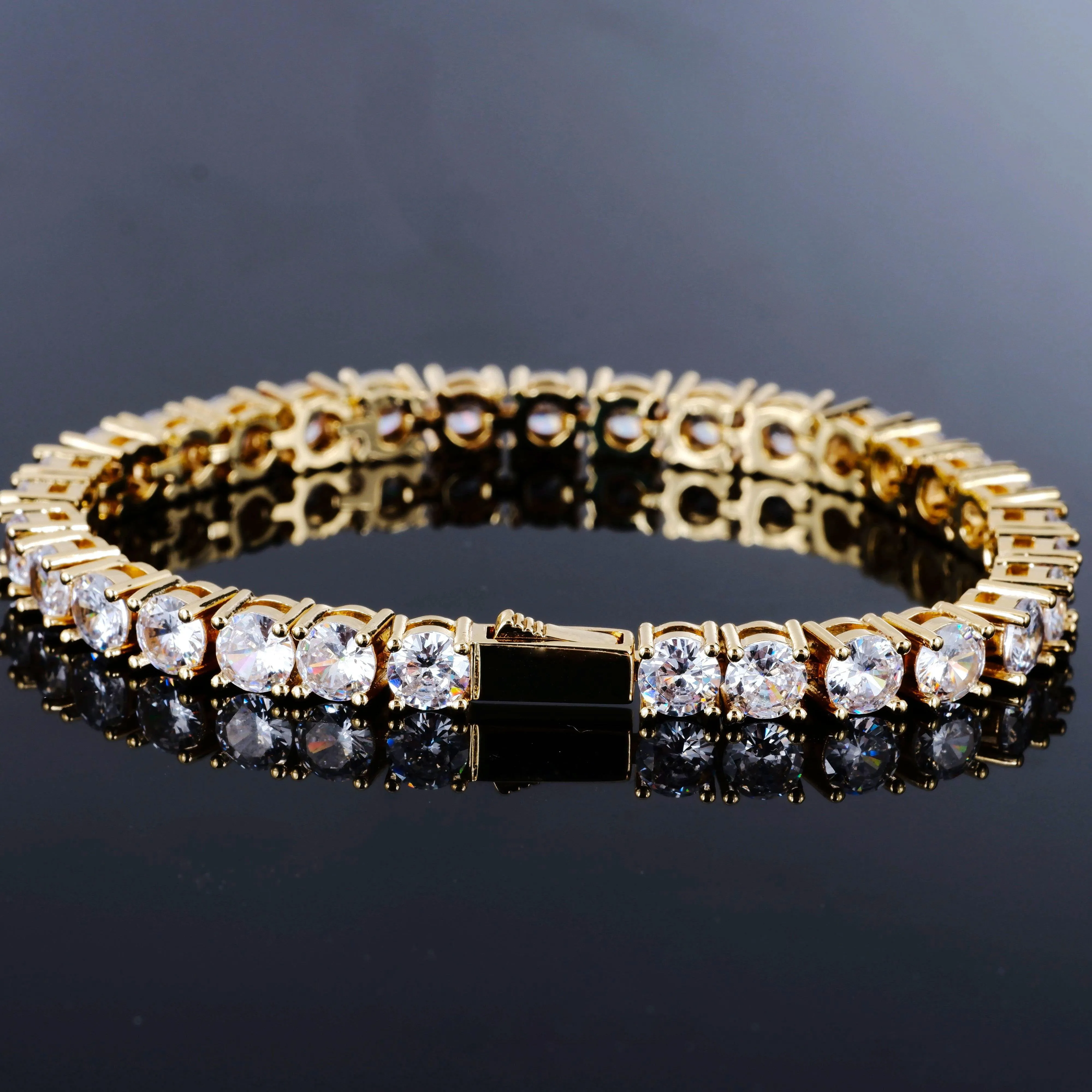 18k Gold-Plated  5mm AAA CZ Hip Hop Tennis Chain # Tennis Bracelet