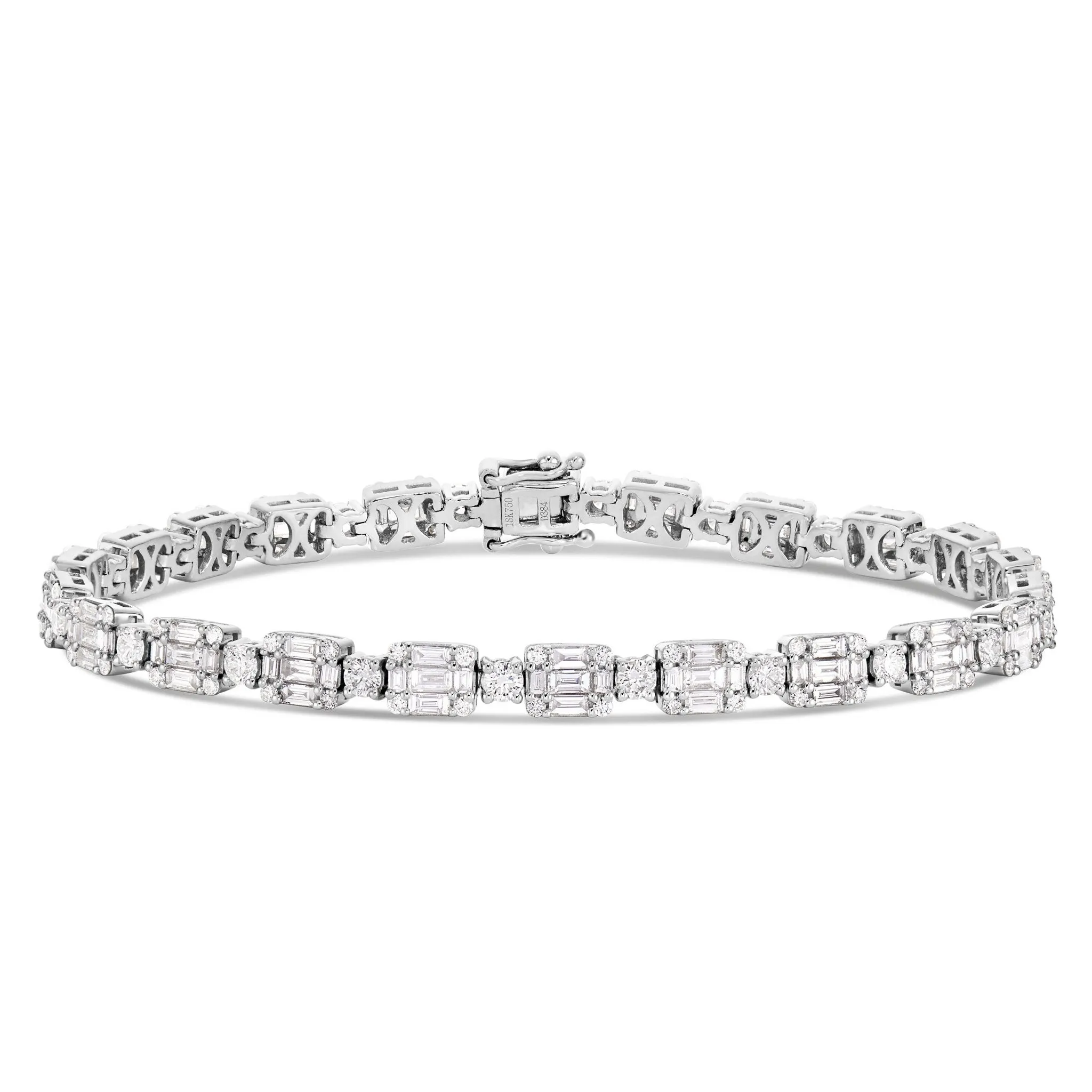 18K White Gold 8.2ct Baguette Diamond Bracelet