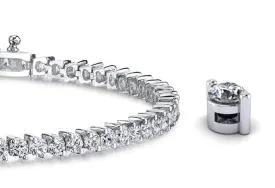 2 Prong Set Round Diamond  Tennis Bracelet with 4.14 ct.(finished) 2.5mm