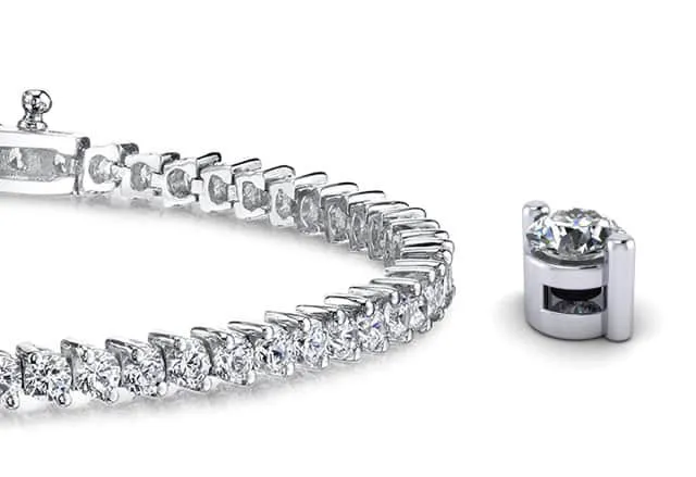 2 Prong Set Round Diamond  Tennis Bracelet with 8.05 ct.(finished) 3.6mm