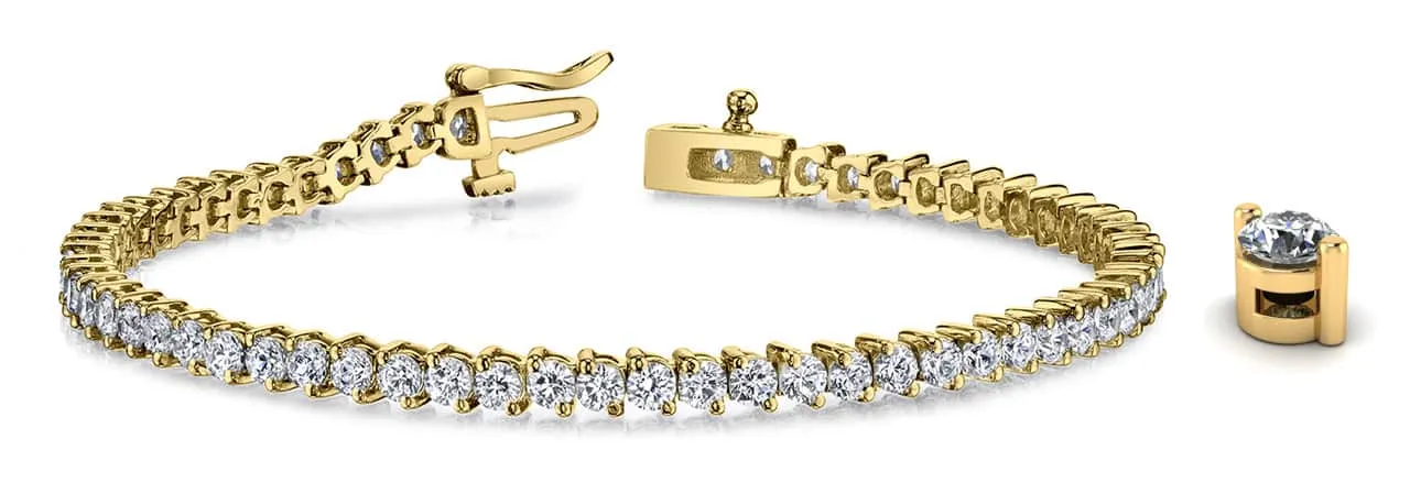 2 Prong Set Round Lab-Grown Diamond Tennis Bracelet with 11.07 ct.(finished) 4.1mm