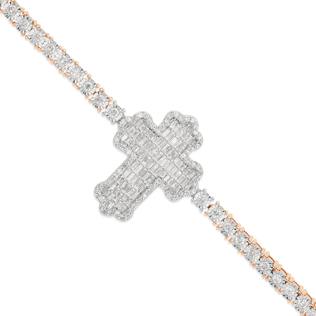 2.09ct Tennis Bracelet with Cross Accent