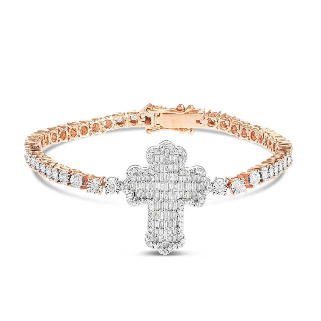 2.09ct Tennis Bracelet with Cross Accent