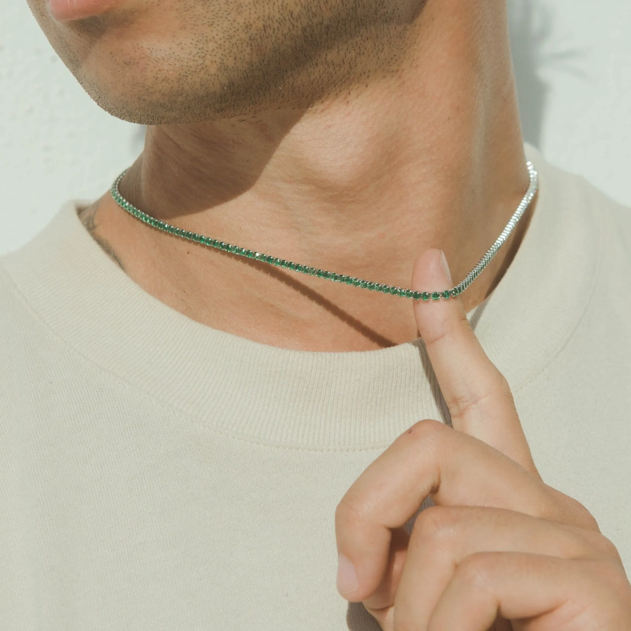 2.5mm Micro Tennis Chain - Green