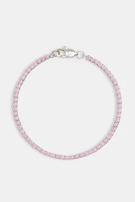 2.5mm Womens Micro Tennis Bracelet - Pink