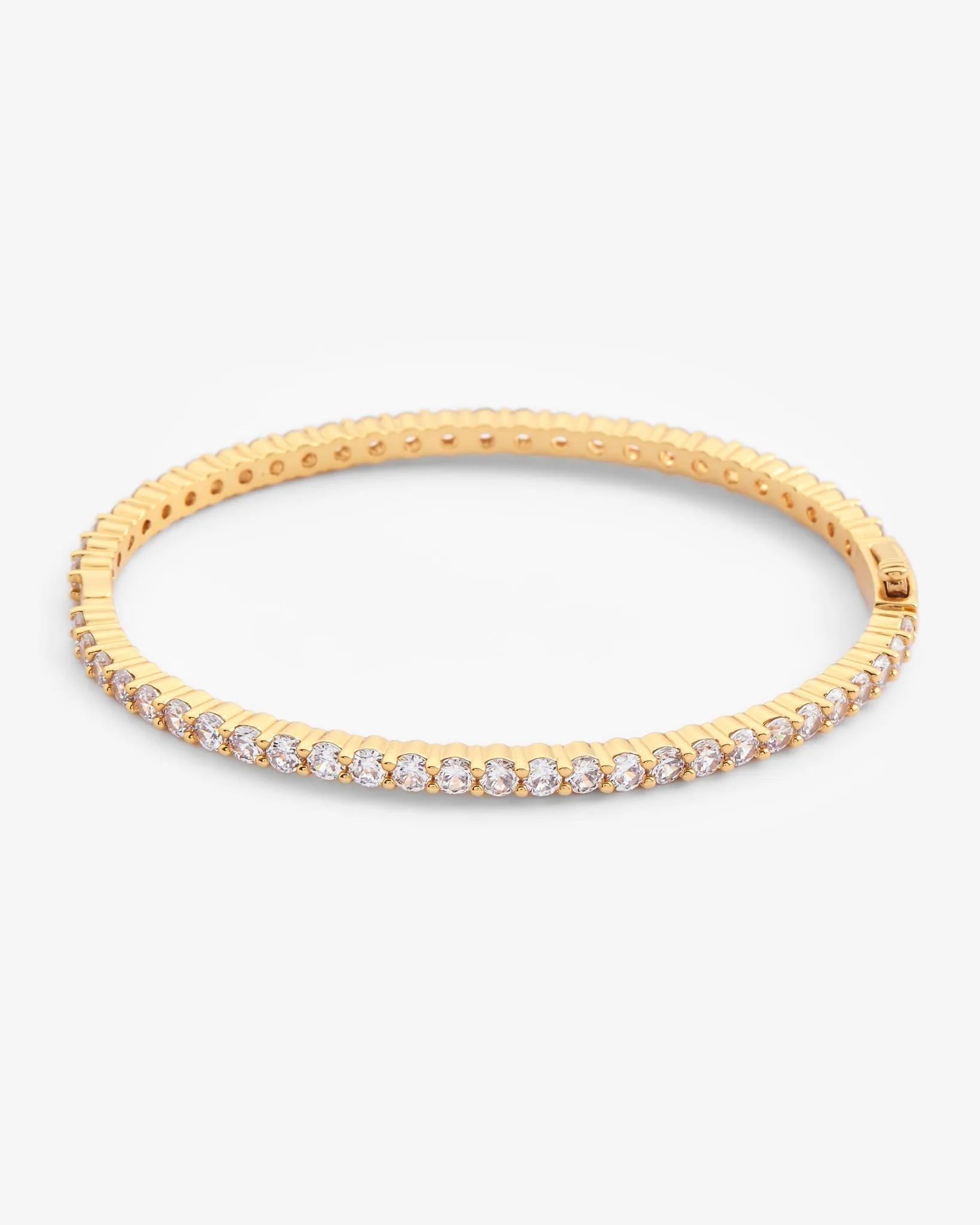 3mm Iced Tennis Bangle - Gold