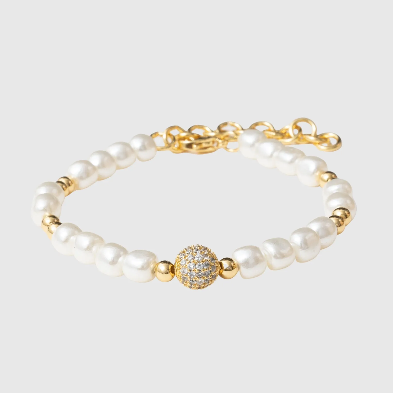 5mm Iced Beaded Pearl BRACELET - Gold