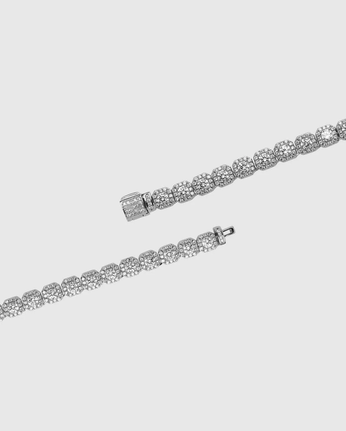 7mm Clustered Tennis Bracelet - White Gold