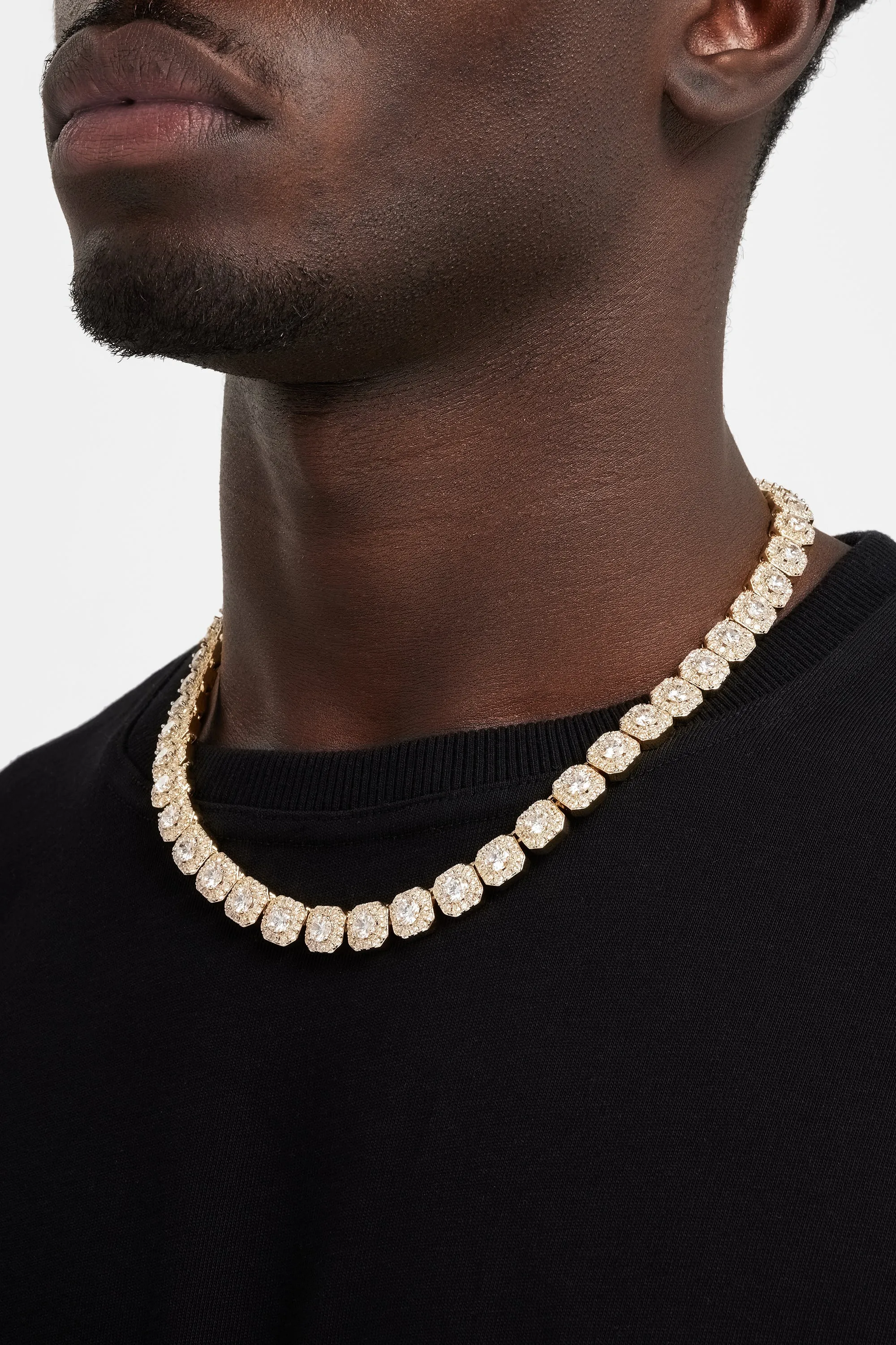 7mm Clustered Tennis Chain - Gold