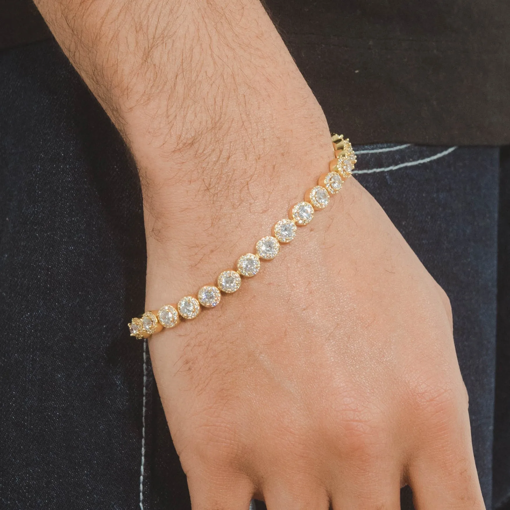 7mm Flower Tennis Bracelet - Gold