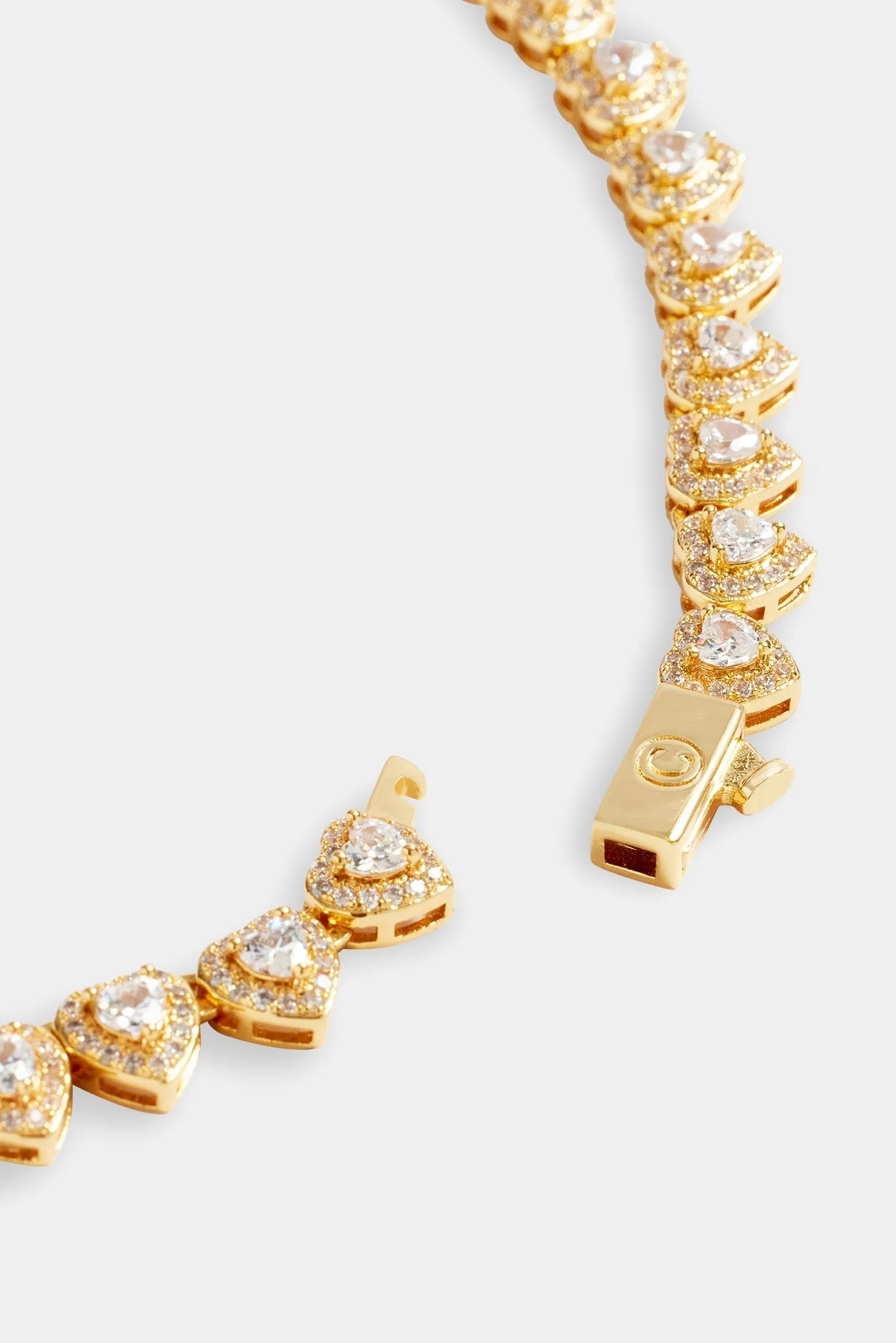 7mm Gold Plated Iced CZ Heart Tennis Choker