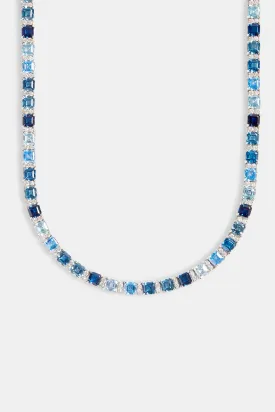 7mm Iced Blue CZ Square Tennis Chain