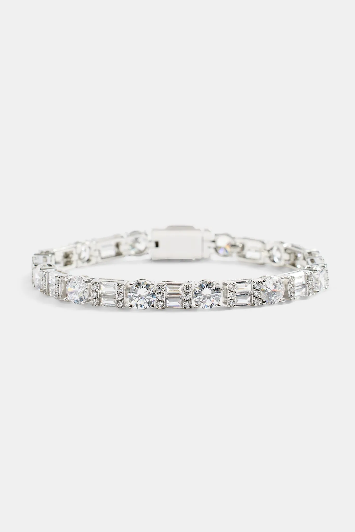 7mm Iced CZ Round & Rectangle Mix Tennis Bracelet