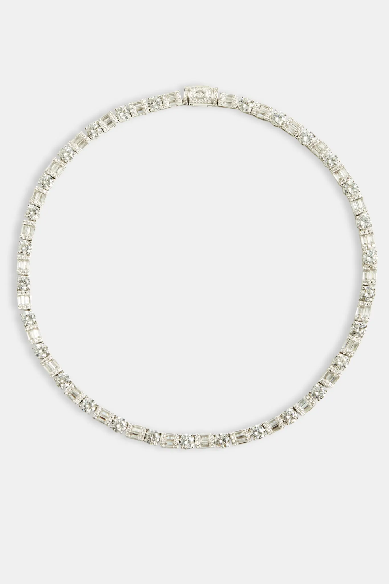 7mm Iced CZ Round & Rectangle Mix Tennis Chain