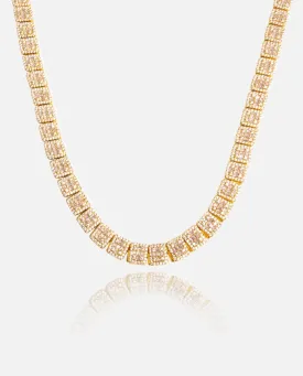 8mm Clustered Baguette Tennis Chain - Gold