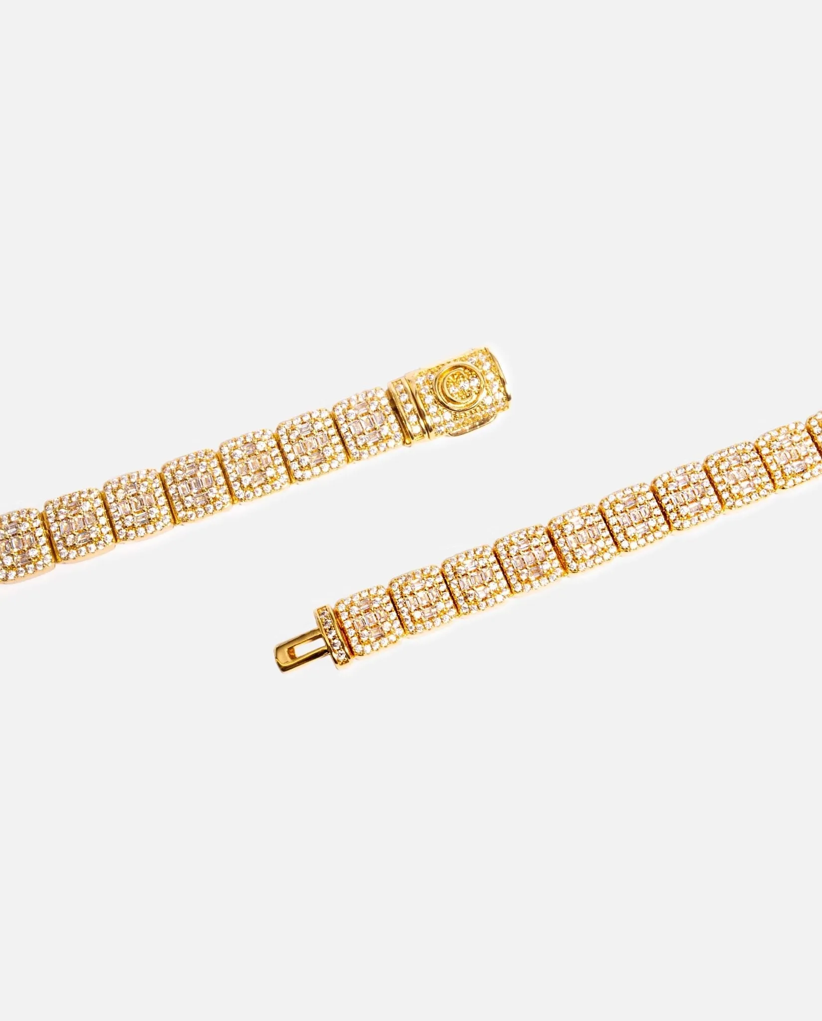 8mm Clustered Baguette Tennis Chain - Gold