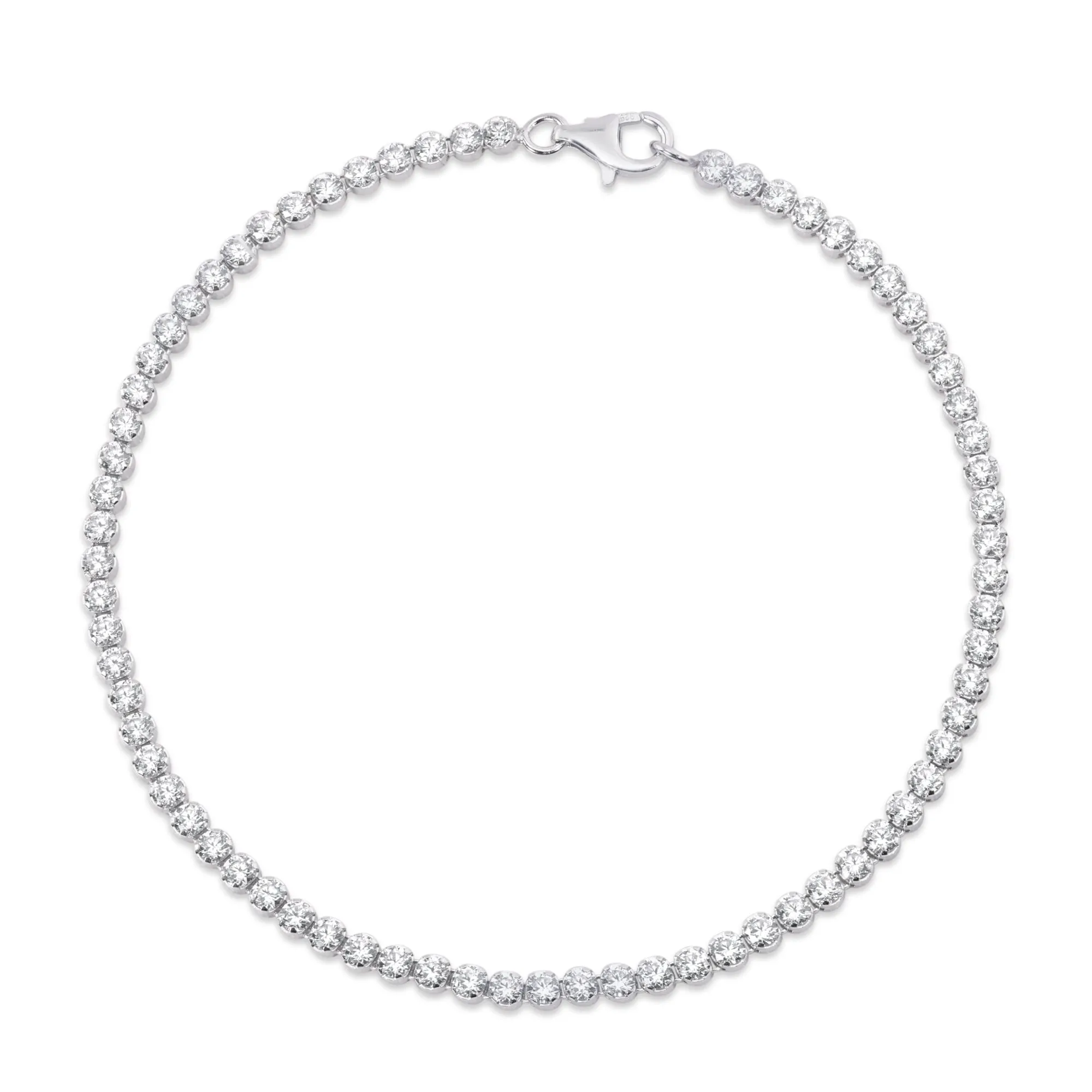 925 Sterling Rhodium Plated 2.4mm Tennis Clear CZ Bracelet - BSB0014