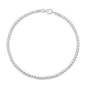 925 Sterling Rhodium Plated 2.4mm Tennis Clear CZ Bracelet - BSB0014