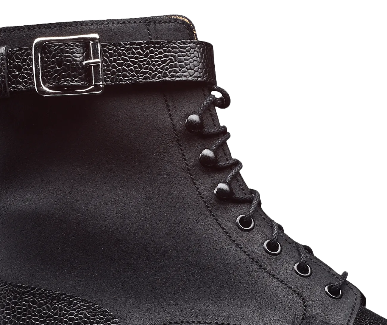 Aldershot Black Scotch Grain & Black Rough-Out Suede