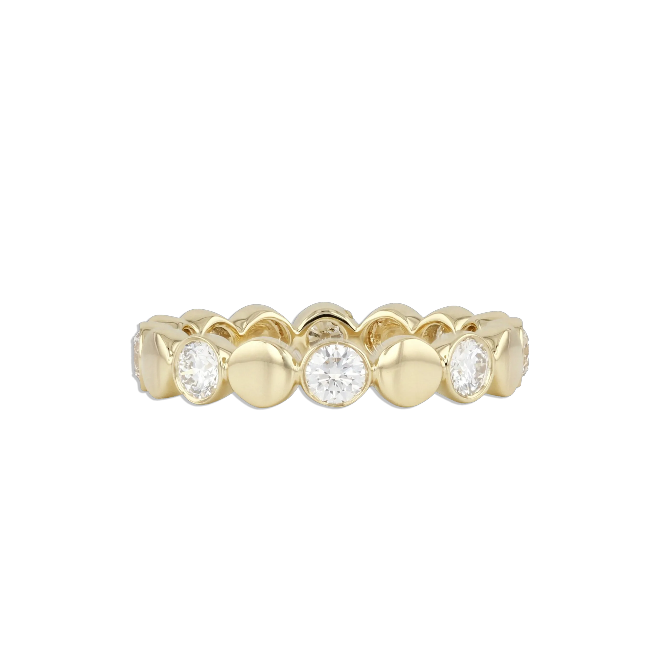 Alternating Diamond Flat Gold Ball Ring