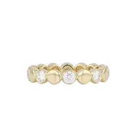 Alternating Diamond Flat Gold Ball Ring