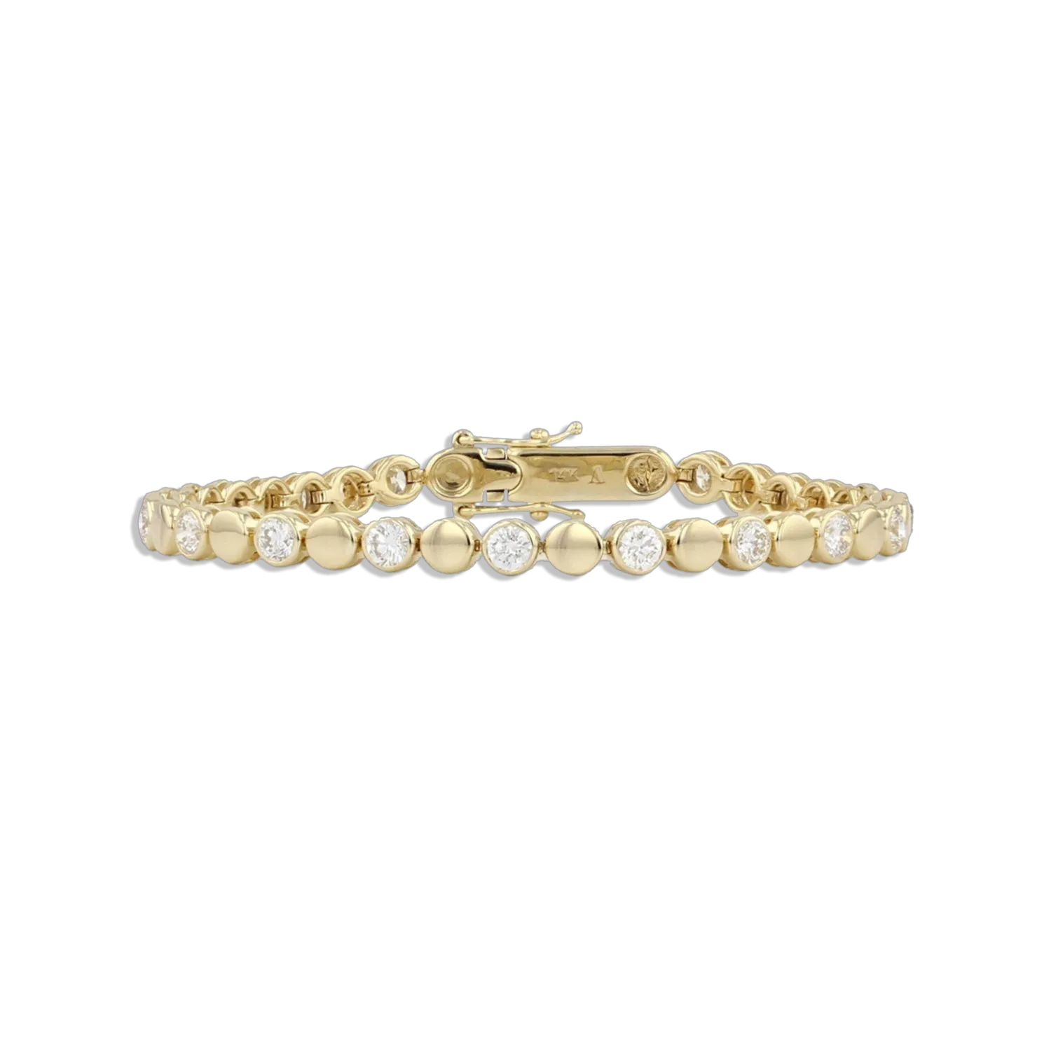 Alternating Diamond Flat Gold Ball Tennis Bracelet