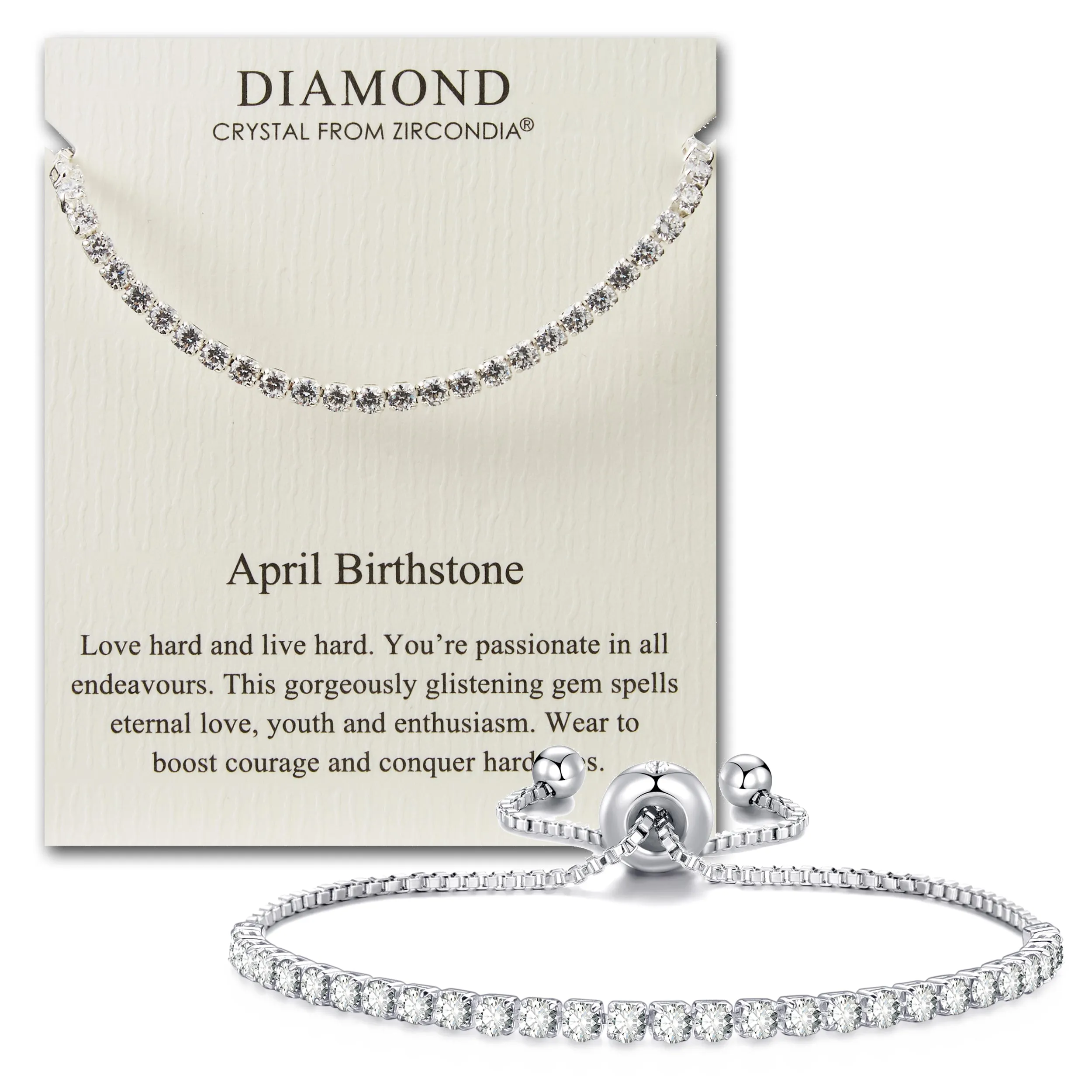 April Birthstone Friendship Bracelet with Diamond Zircondia® Crystals