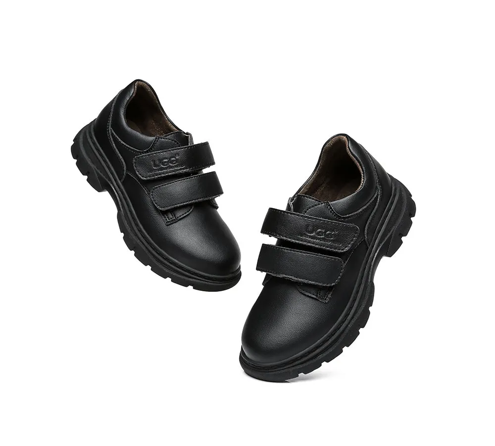 Ava Kids Leather Black School Shoes