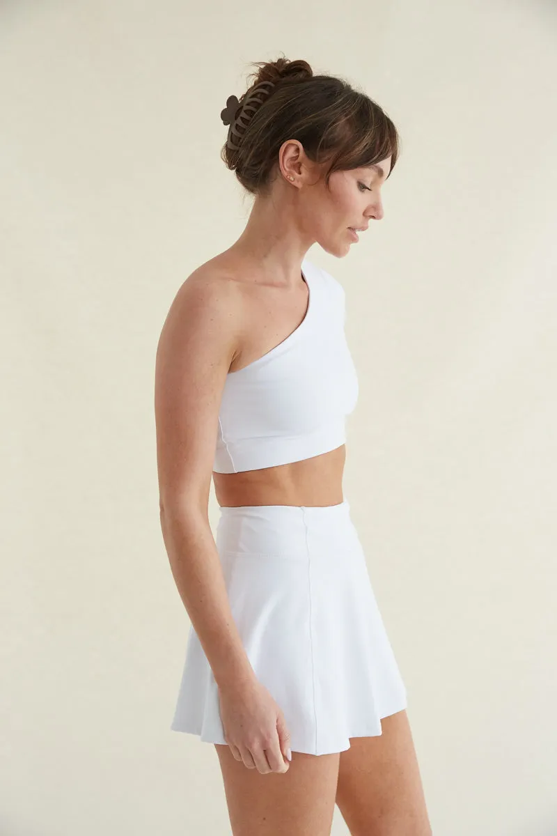 Avery Smoothing Flare Tennis Skort in White