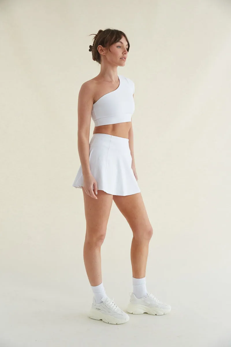 Avery Smoothing Flare Tennis Skort in White