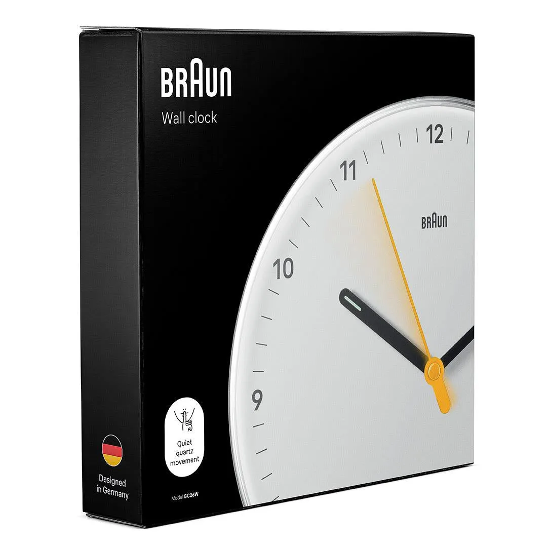 BC26 Braun analogue wall clock - white