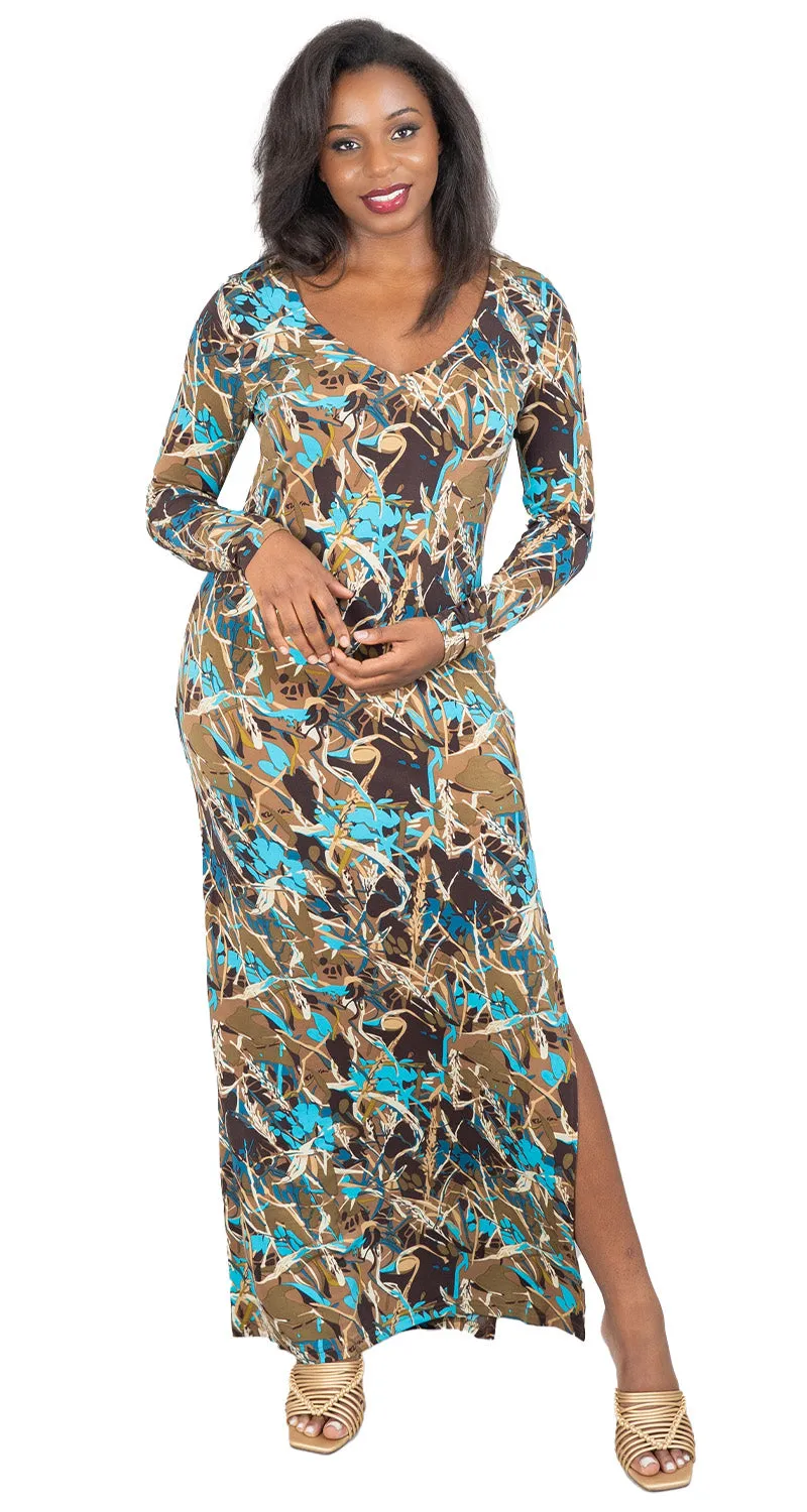 BCBG Print Maxi Dress BC32287LD-Fall Brush