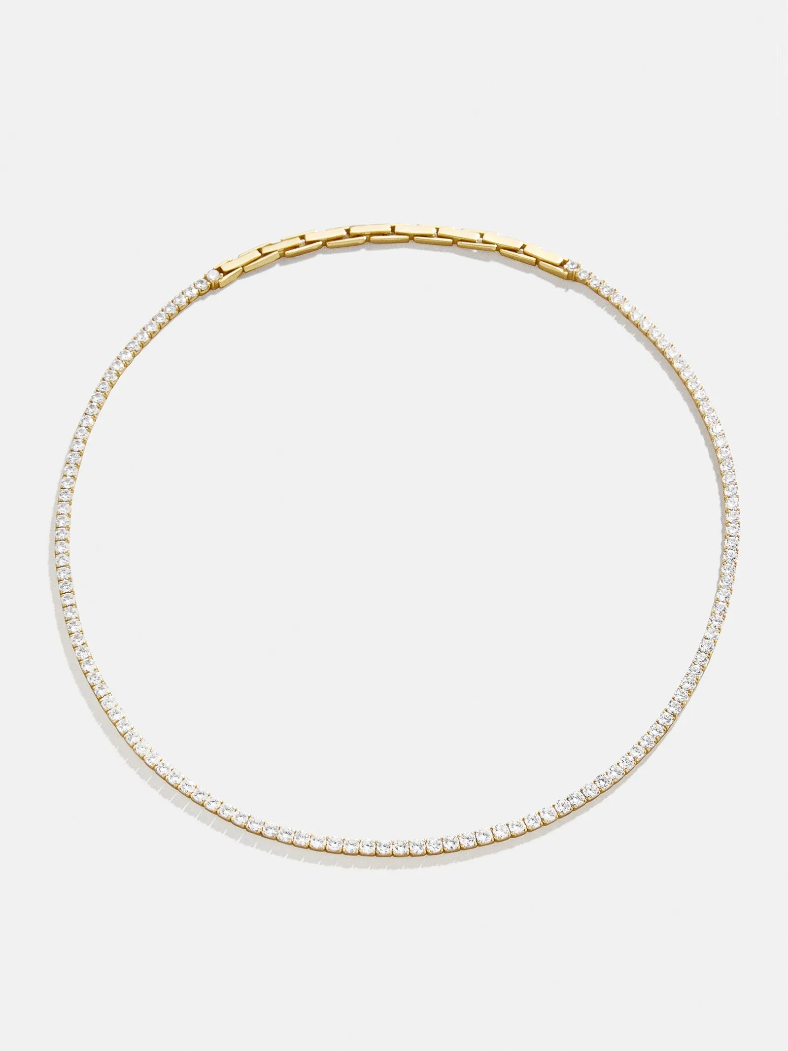 Bennett 18K Gold Adjustable Tennis Necklace - Gold/Pavé