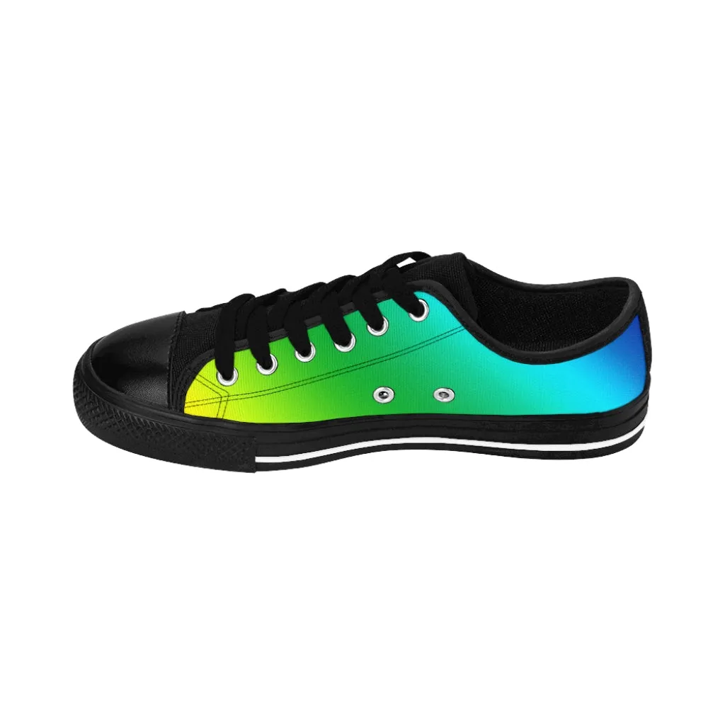 Best Rainbow Women's Sneakers, Gay Pride Colorful Best Ladies' Tennis Canvas Shoes Low Tops