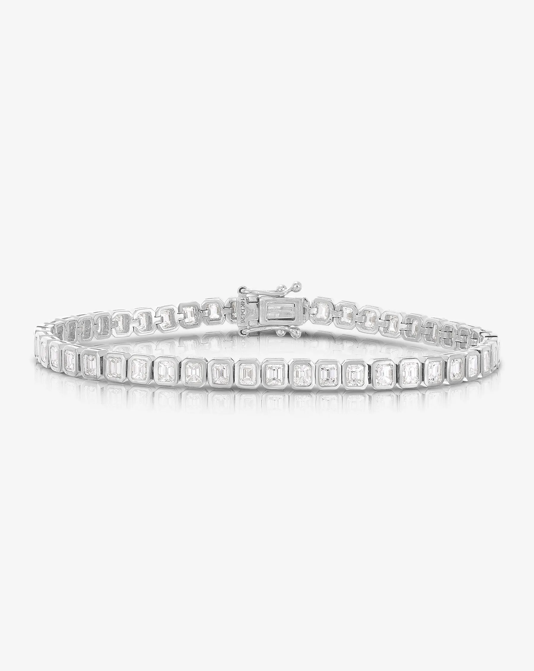 Bezel-Set Emerald Diamond Tennis Bracelet