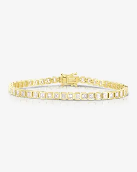 Bezel-Set Emerald Diamond Tennis Bracelet