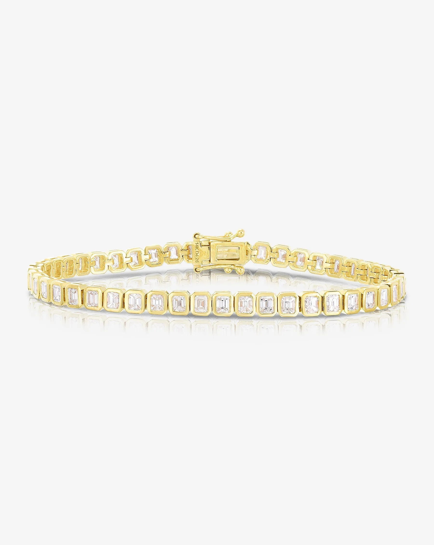 Bezel-Set Emerald Diamond Tennis Bracelet