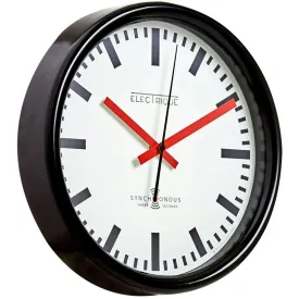 Black & Red Swiss Station Wall Clock