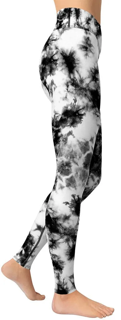 Black & White Tie Dye Yoga Leggings