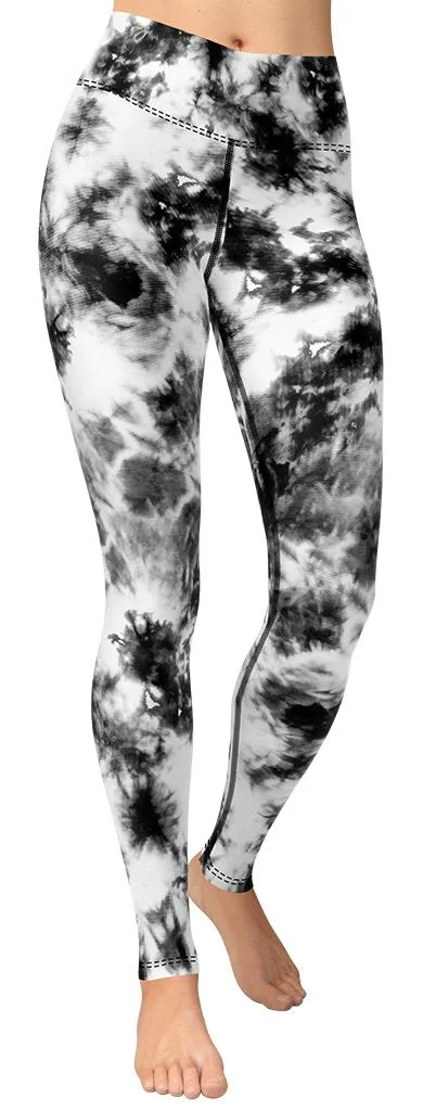 Black & White Tie Dye Yoga Leggings